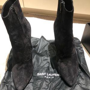 SAINT LAURENT PARIS black suede boots 40.5